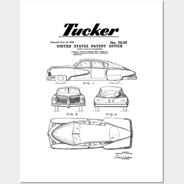 Tucker Automobile Patent Black Wall Art by Luve